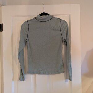 Madewell Semi Sheer Mockneck Tee Shirt Top Heather Sage Breeze Size L